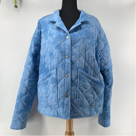 BAGATELLE quilted jacket Shacket sky blue relaxed fit button front sz lg - Picture 7 of 14